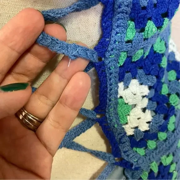 NWOT Lulus Trendsetting Charm Blue Crochet Lace-Up Sleeveless Mini Dress - Picture 4 of 9